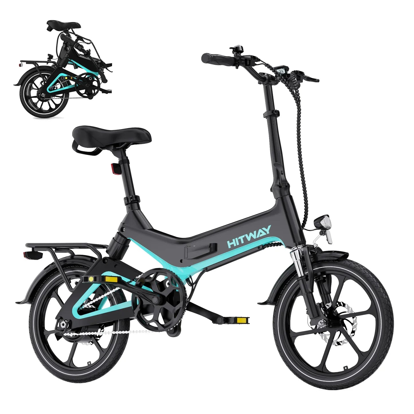 HITWAY BK2 250W Folding Electric Bike – 36V 7.8Ah, 16-Inch Wheels