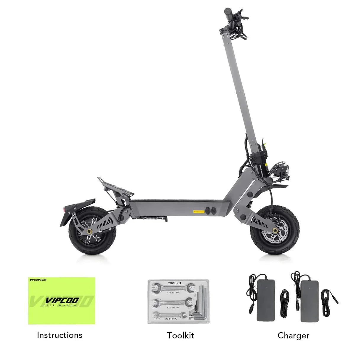 VIPCOO VS9 3600W Dual Motor Electric Scooter – 60V 26Ah, 65 km/h, 11″ Off-Road Tyres, Hydraulic Brakes