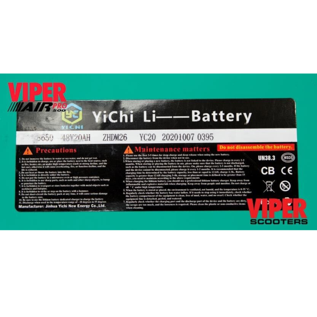 Viper Air Pro 48V 20Ah Lithium Battery