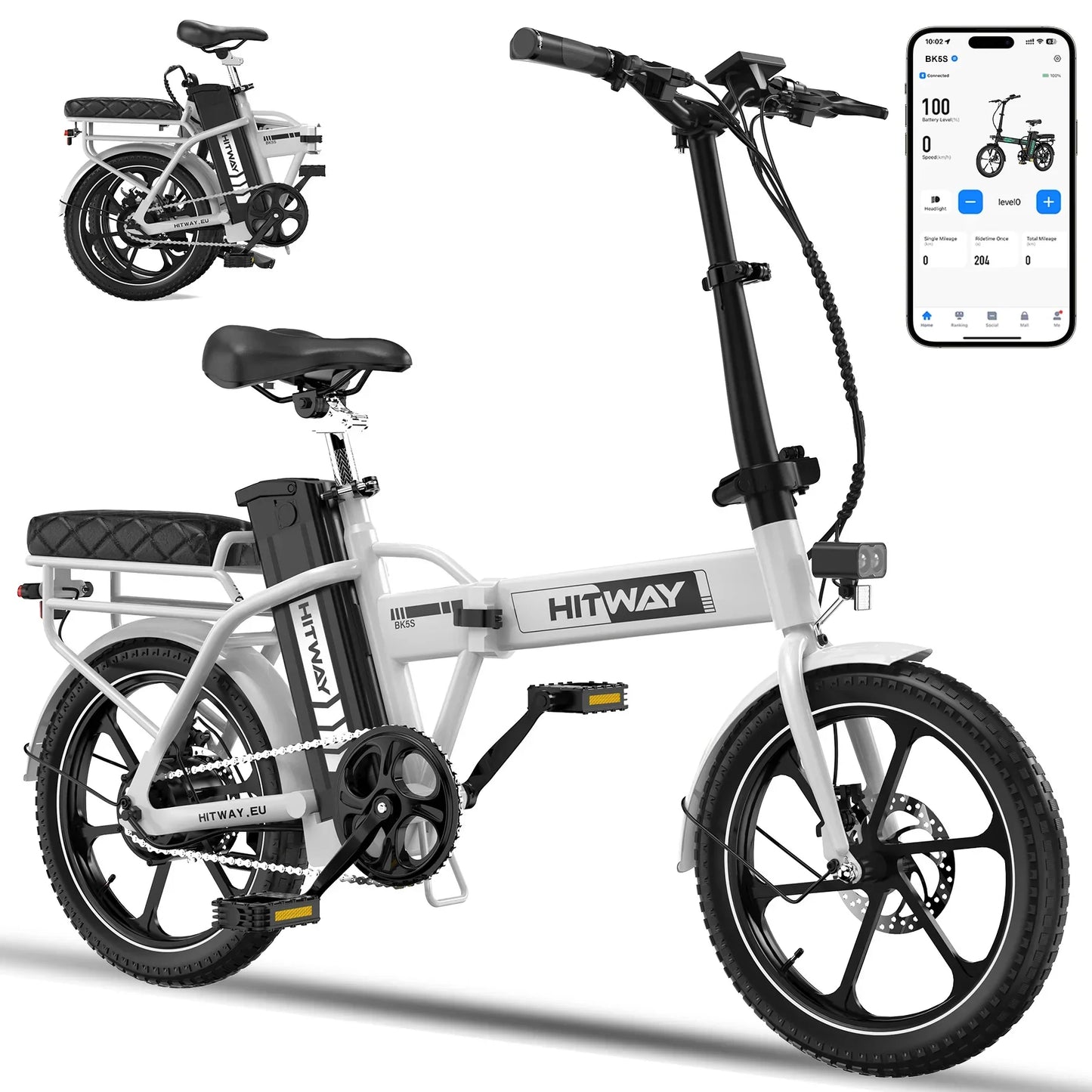 HITWAY BK5SL Folding Electric Bike – 250W, 36V 13Ah, 16-Inch Wheels