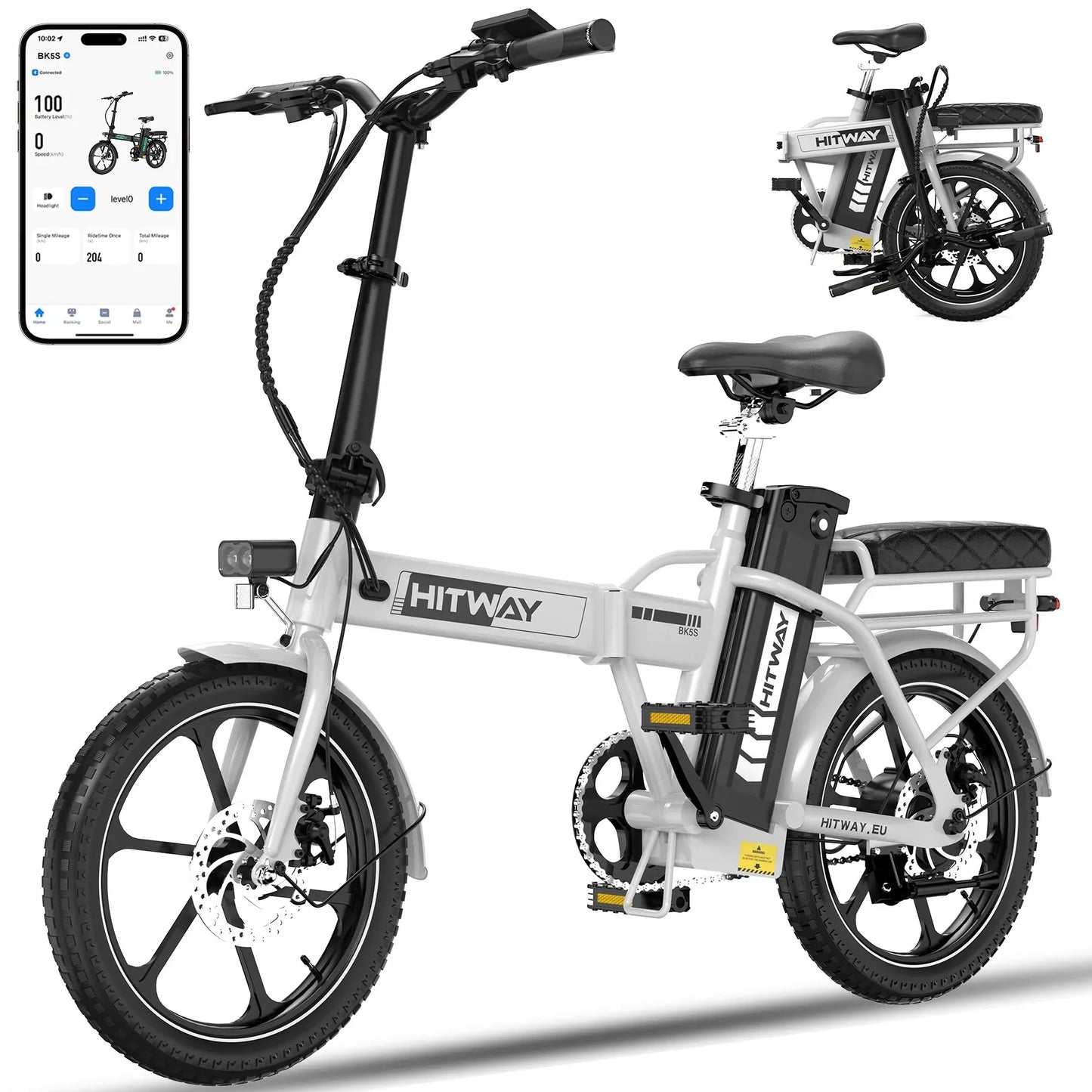 HITWAY BK5SL Folding Electric Bike – 250W, 36V 13Ah, 16-Inch Wheels